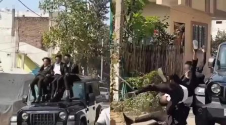 Madhya Pradesh Class 12 Boys Fall from Moving SUV During Dangerous Farewell Stunt, Video Goes Viral